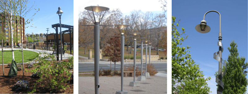 Возможные особенности общественного пространства: примеры пешеходного освещения. 
